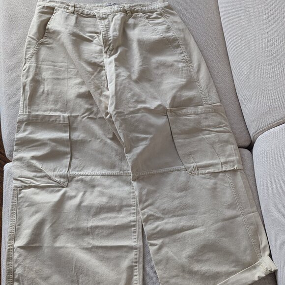 NWT Beige Cotton Cargo pants, ZARA, Size 44 - Picture 2 of 6